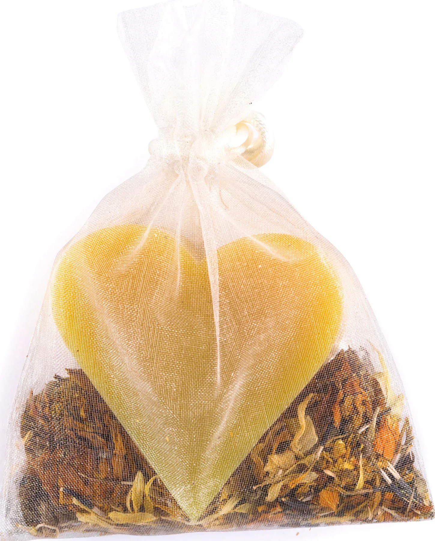 Honig Duftsäckchen mit Herzseife und Blüten