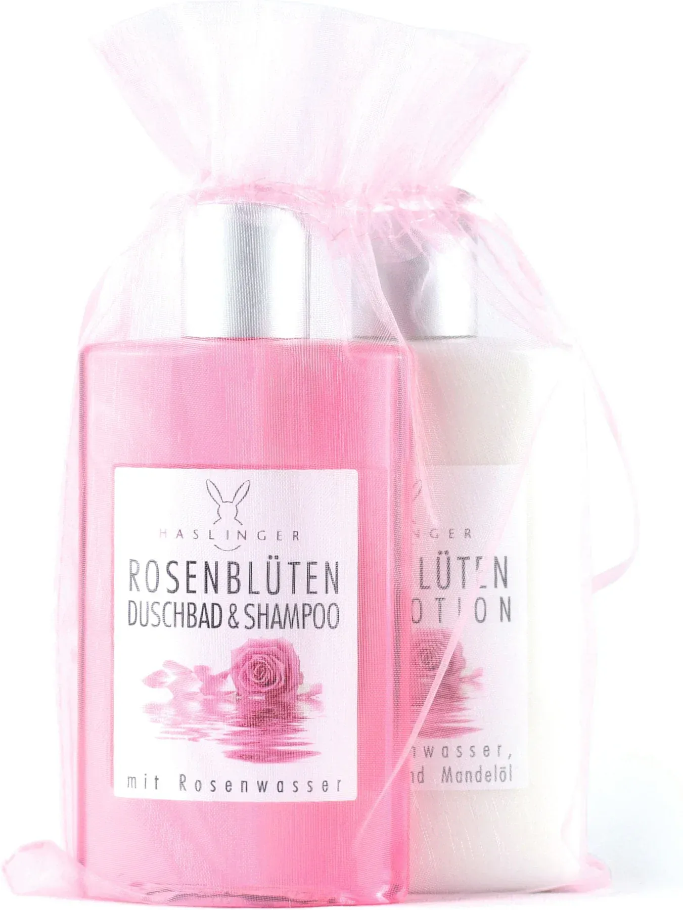 Rosenblüten Duschbad & Shampoo und Bodylotion im Organzabeutel